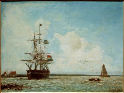 Het grote kanaal in Dordrecht door Johan Barthold Jongkind